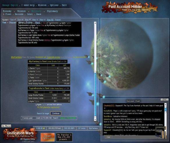 Unification Wars mmorpg game